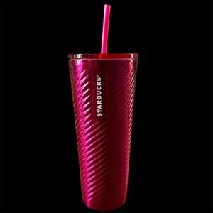 Starbucks Metallic Pink Swirl Cold Cup Tumbler – 24oz | 2023 Holiday Edition